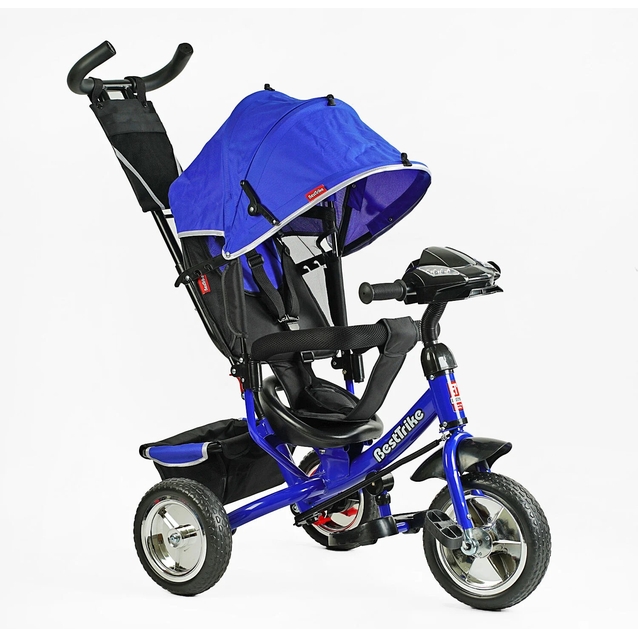 Дитячий велосипед 3-х колісний з батьківською ручкою, з дашком, колеса - EVA (піна) Best Trike 6588/62-801 синій