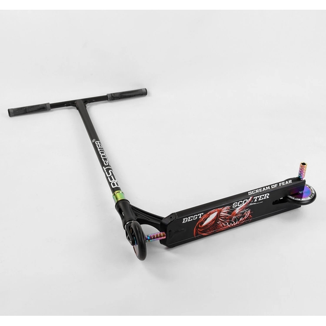 Самокат трюковий Best Scooter «SIMBIOTE-2» 97683 чорно-червоний, HIC-система, пеги, AL диск та дека, колеса PU Ø120mm, ширина керма - 57 см фото westvelo.com