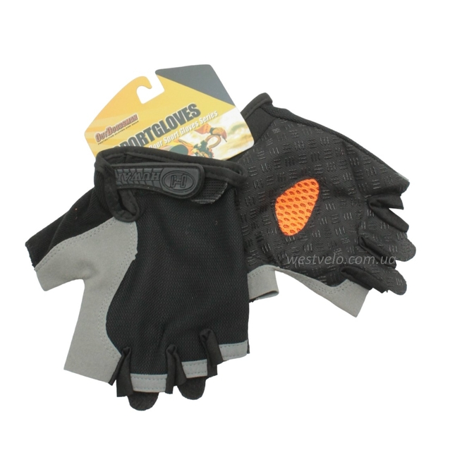 Рукавиці "L" (21-22 см) HUWAI чорно-сірі (370) фото westvelo.com
