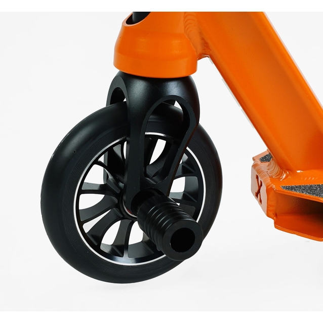 Самокат трюковий Best Scooter «ROBOT-1» 18378 помаранчево-блакитний, HIC-система, пеги, AL диск та дека, колеса PU Ø110mm, ширина керма - 52 см, висота - 83 см фото westvelo.com