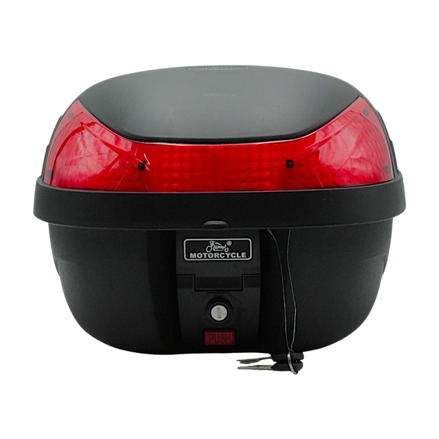 Кофр (багажник) для мотоцикла задній LIPAI 668 (424х415х296) 30L чорно-червоний з катафотом, швидко з'ємний фото westvelo.com