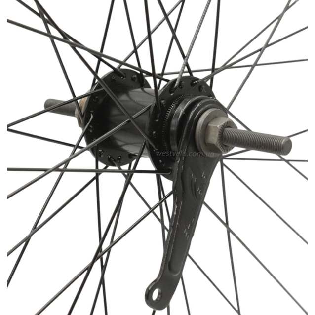 Колесо 26 зад, обід 2-ний чорний, втулка Falcon (чорна) + к-т, чорна спиця (Gravity) фото westvelo.com