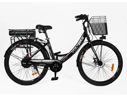 Електровелосипед 26 ST Corso «VOLT BIKE» ТВ-63922 сталь, двигун 500W, акумулятор 36V 13Ah літієвий, чорно-червоний + кошик