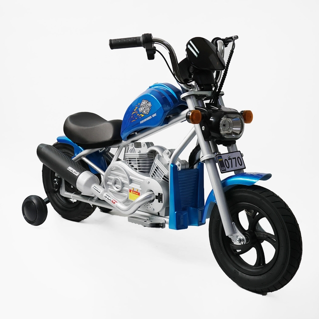 Електромотоцикл Corso H-17869 двигун 160W, акумулятор 24V 5Ah свинцево-кислотний, синій, Bluetooth, звук двигуна, колеса 12" фото westvelo.com