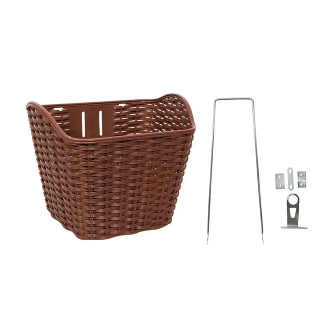 Кошик пластмасовий плетений з кришкою 28 "Verona" коричневий фото westvelo.com