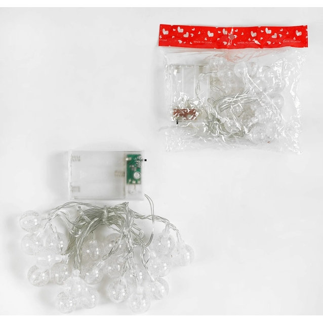 Гірлянда 2.95 м, 20 ліхтариків, «Снігові кульки» на батарейках, жовте світло, 2 режими (C 61487) фото westvelo.com