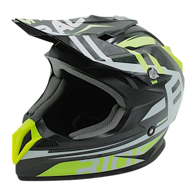 Шолом, закритий крос/ендуро (М) АТV Forsage Rider  029 чорно-жовтий глянець з дашком  + окуляри фото westvelo.com