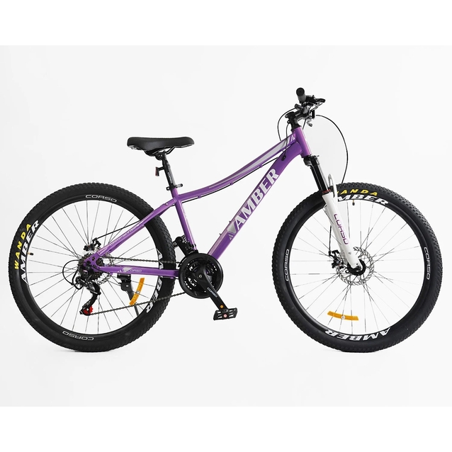Велосипед 27.5 ST Corso «AMBER» MB-23960 сталь 15", (к-т SHIMANO) фіолетово-білий фото westvelo.com