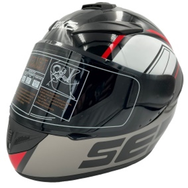 Мото шолом, закритий (L) QIKE Ser "217" чорно-сіро-червоний, глянцевий фото westvelo.com