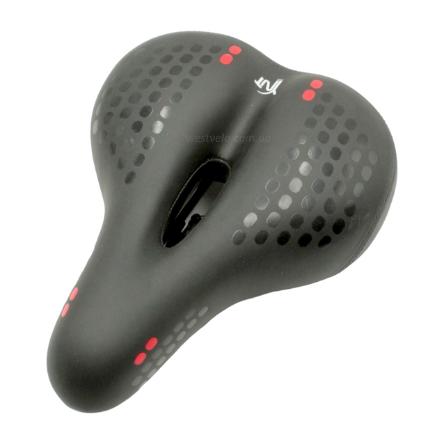 Сідло на демпферах з отвором AVANTI A-129, чорне м'яке + мигалка на батарейках фото westvelo.com