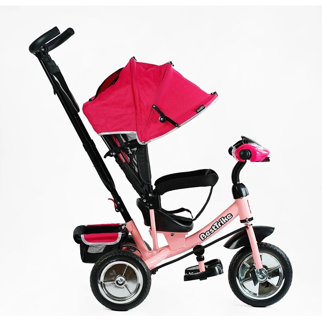 Дитячий велосипед 3-х колісний з батьківською ручкою, з дашком, колеса - EVA (піна) Best Trike 6588/63-768 рожевий фото westvelo.com