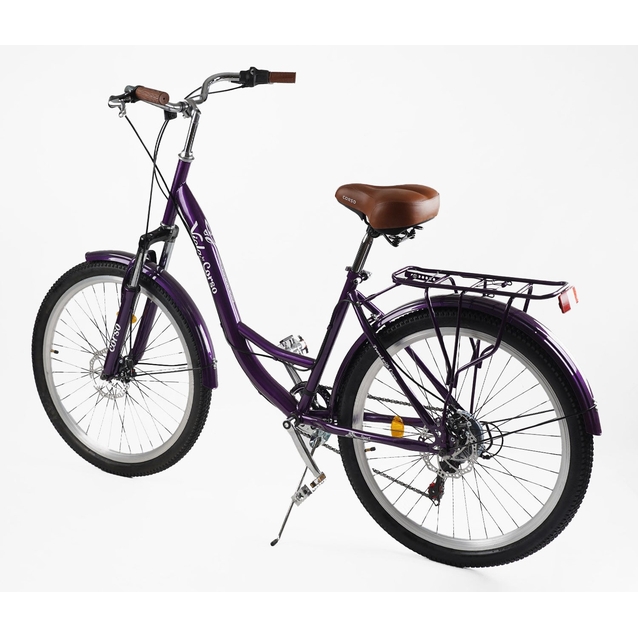 Міський велосипед 26 ST Corso «VIOLA» VL-26914 сталь 17", (к-т SHIMANO) темно фіолетовий фото westvelo.com