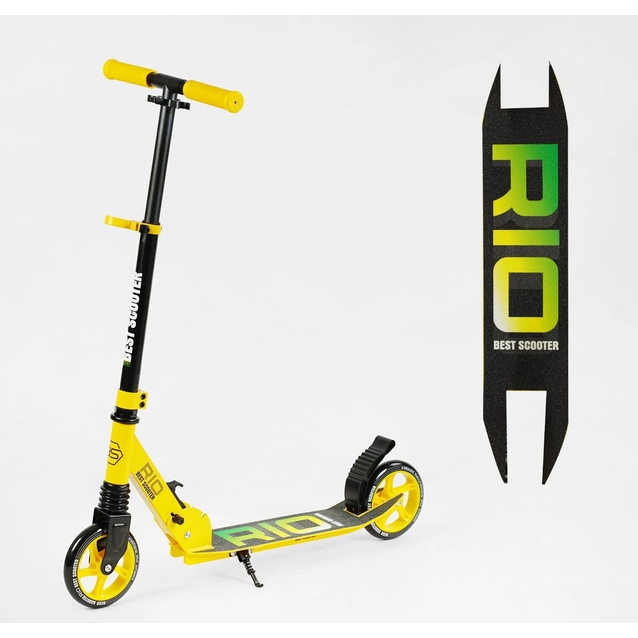 Самокат дитячий 2-х колісний, Best Scooter «RIO» 35959, Ø145mm, передній амортизатор, AL гальмо, жовтий