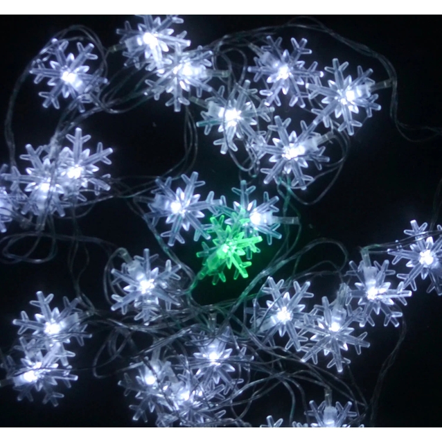 Гірлянда 5 м, 28 лампочок, «Сніжинки» біла, від мережі 220V (C 23458-001) фото westvelo.com