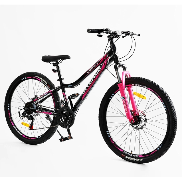 Велосипед 26 ST Corso «INTENSE» NT-26712 сталь 13", (к-т Saiguan) чорно-рожевий фото westvelo.com