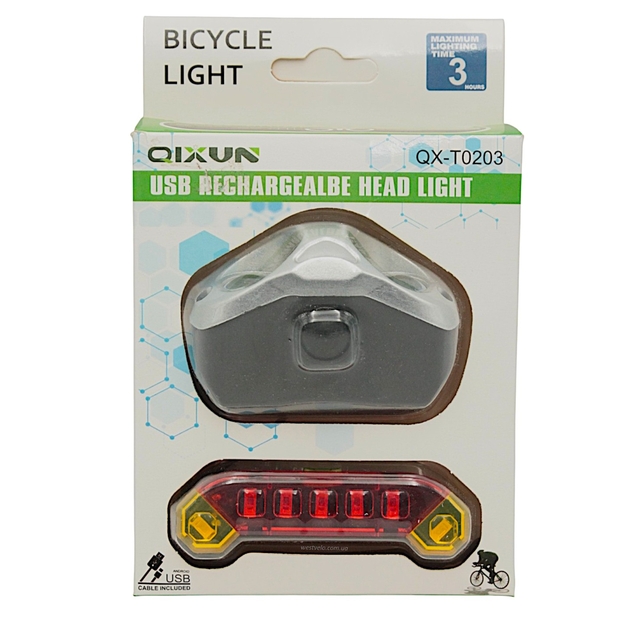 Фара + мигалка на usb зарядку QX-T0203 LED (600lm), з акумулятором (93) фото westvelo.com