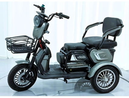 Трицикл Corso «LOGAN L» L-315078, двигун 1200W, акумулятор 72V 24Ah літій-марганець-залізно-фосфатний, сірий, колеса 10"
