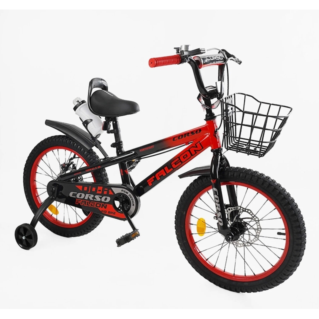 Дитячий велосипед 18 ST Corso «FALCON» FL-18214 дискові гальма, чорно-червоний фото westvelo.com