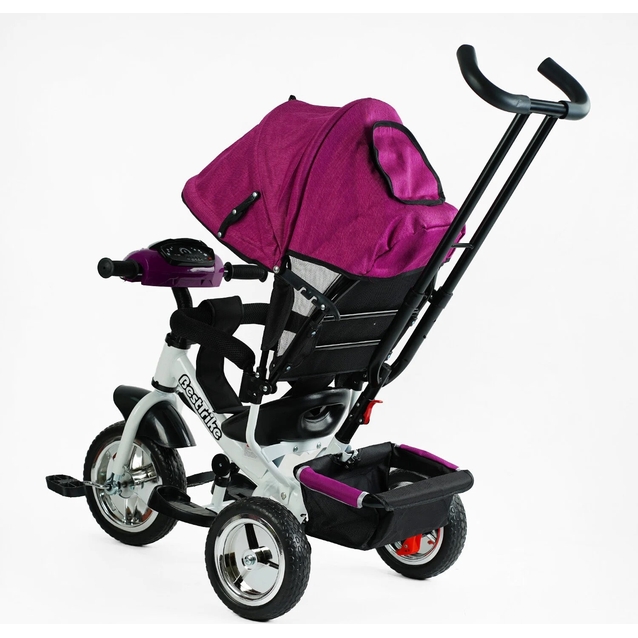 Дитячий велосипед 3-х колісний з батьківською ручкою, з дашком, колеса - EVA (піна) Best Trike 6588/64-973,31-214  рожево-білий фото westvelo.com