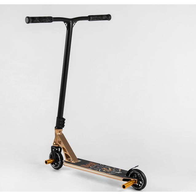Самокат трюковий Best Scooter «SPIDER» 55084 чорно-золотий, HIC-система, пеги, AL диск та дека, колеса PU Ø110mm, ширина керма - 60 см фото westvelo.com