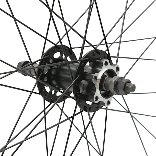 Колесо 27,5 зад, обід 2-ний чорний диск, втулка ST. SHUNFENG, диск 6 болтів, чорна спиця фото westvelo.com