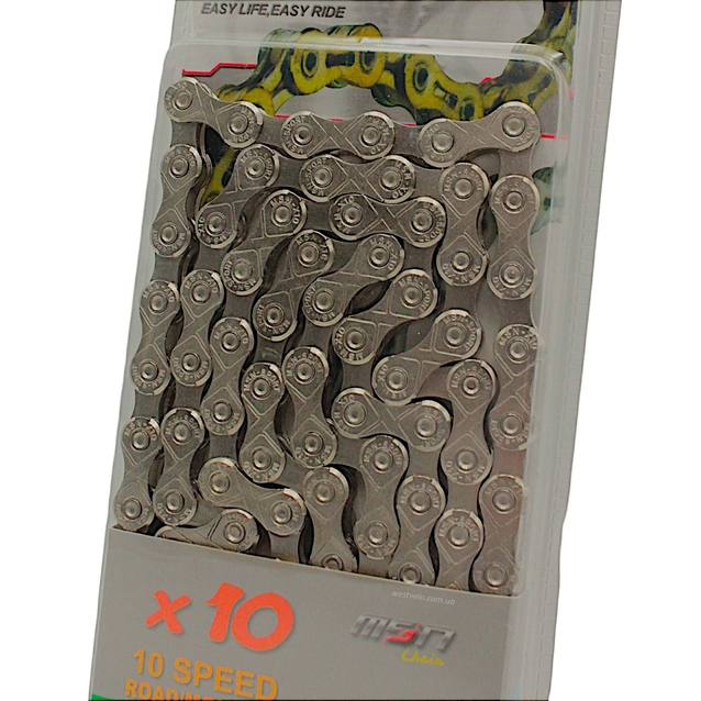 Ланцюг спорт. 10 передач MSN X10 нікель пластик 116 ланок (1/2 х 11/128) + замок фото westvelo.com