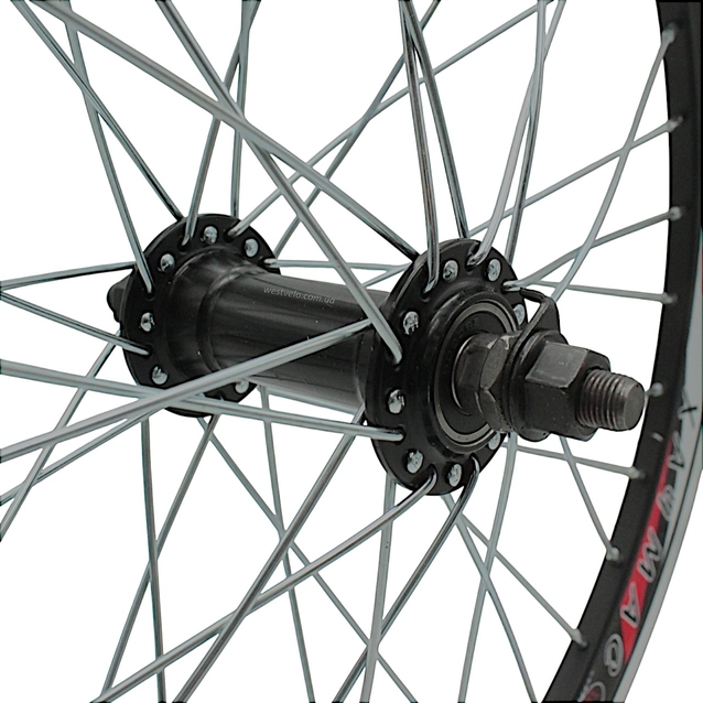 Колесо 20 перед, обід 2-ний чорний, втулка AL на промах чорна фото westvelo.com