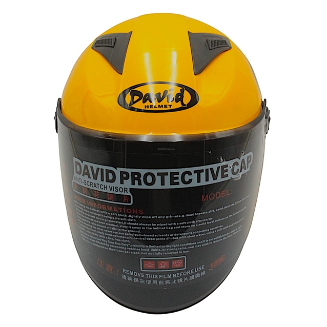Мото шолом, відкритий (M 57-58) "DAVID" D017, Willys Star, жовтий глянцевий фото westvelo.com