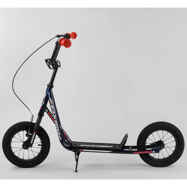 Самокат дитячий 2-х колісний, надувні колеса 12 Corso JT 32050 синій, ручне переднє гальмо фото westvelo.com