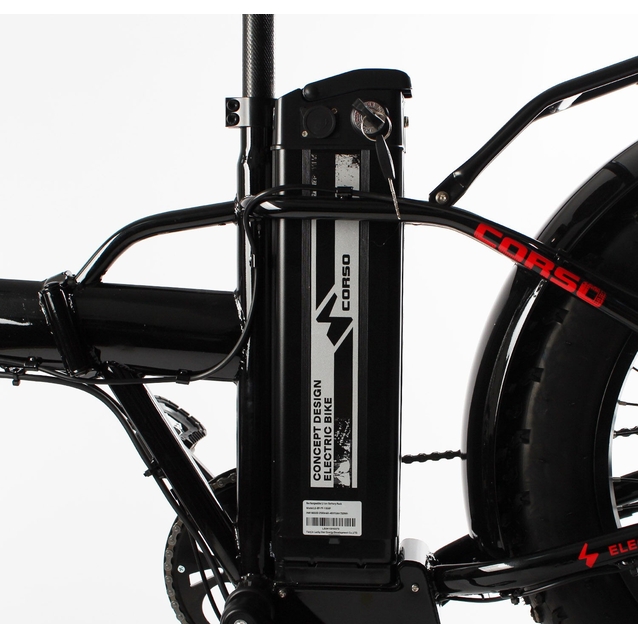 Електрофетбайк 20 ST Corso «KRAFT» KR-31007 сталь, двигун 500W, акумулятор 48V15Ah літієвий, (к-т SHIMANO) чорно-червоний (1) фото westvelo.com