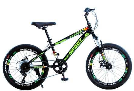 Велосипед 20 ST Corso «SPIRIT» ST-53088 сталь 11", (к-т SHIMANO) чорно-салатовий