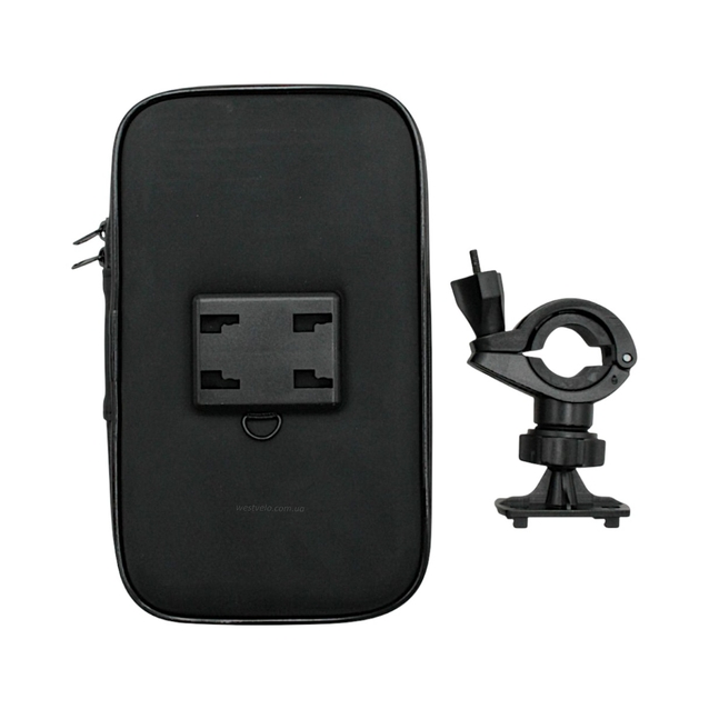 Тримач для телефону,(XL) 170х90х30мм на кермо, сенсорна плівка, вологозахисний, швидкознімний, кут повороту 360° фото westvelo.com