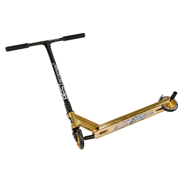 Самокат трюковий Best Scooter «KRAKEN» KR-93091 золотий, HIC-система, пеги, AL диск та дека, колеса PU Ø110mm, ширина керма - 58 см фото westvelo.com