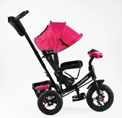 Дитячий велосипед 3-х колісний з батьківською ручкою, з дашком, надувні колеса Best Trike 3390/36-769 рожево-чорний