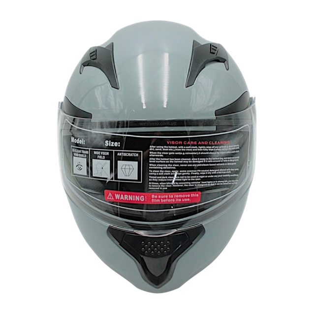 Мото шолом, трансформер (M 57-58) "516" сірий глянцевий, вмонтовані окуляри фото westvelo.com