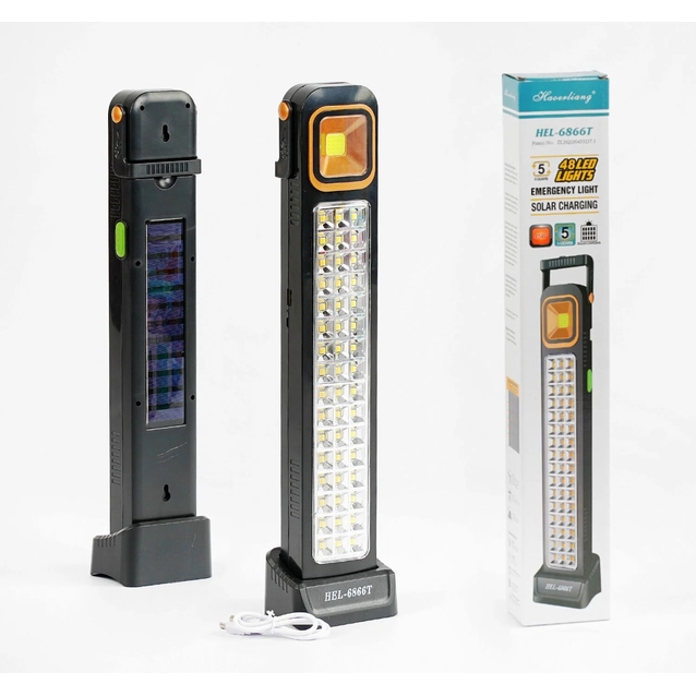 Ліхтар світлодіодний акумуляторний 3600mAh HEL-6866T, USB, сонячна батарея, 5 режимів фото westvelo.com