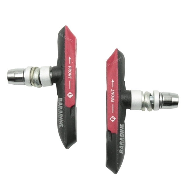Колодки гальмівні V-brake BARADINE 959V зміщений центр чорно-червоні фото westvelo.com