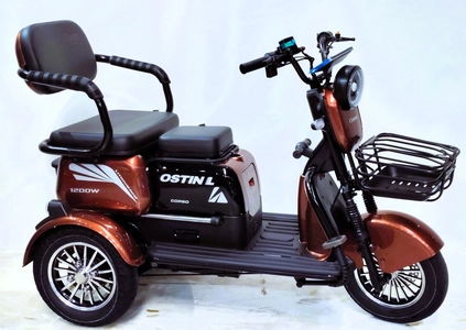 Трицикл Corso «OSTIN L» NL-934068, двигун 1200W, акумулятор 72V 24Ah літій-залізно-фосфатний, коричневий + 1 ящик. акум, колеса 10"