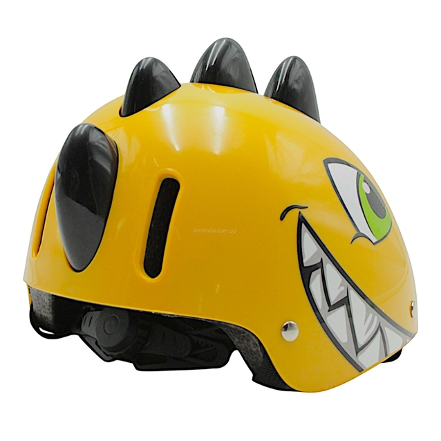 Вело шолом дитячий 585 "Динозавр" жовтий, регульований фото westvelo.com