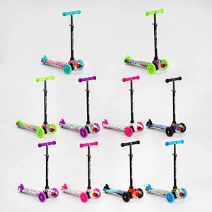 Самокат дитячий 3-х колісний, Skyper «MINI» 112-40103 видається тільки ЯЩИКОМ МІКС кольорів (10), колеса PU Ø120mm/80mm зі світлом