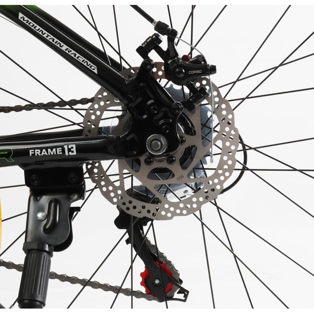 Велосипед 26 AL Corso «GTR-3000» GTR-71090 алюміній 13", (к-т SHIMANO) чорно-салатовий фото westvelo.com