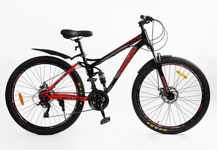 Велосипед 27.5 ST Corso «REND» RD-50401 сталь 15", (к-т SHIMANO) чорно-червоний