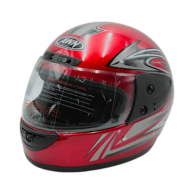 Мото шолом, закритий (L) AWN Helmet "109" червоний глянцевий фото westvelo.com