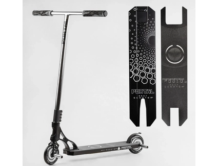 Самокат трюковий Best Scooter «PORTAL» PL-81855 чорно-срібний, HIC-система, пеги, AL диск та дека, колеса PU Ø120mm, ширина керма - 58 см