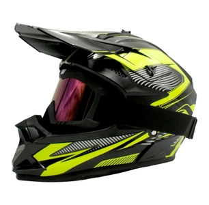 Шолом, закритий крос/ендуро (М) DOT/АТV EDX 024 чорно-жовтий глянець з дашком + окуляри