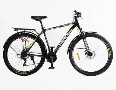 Велосипед 29 ST Corso «FISHER» FS-70190 сталь 21", (к-т SHIMANO) чорно-сіро-жовтий