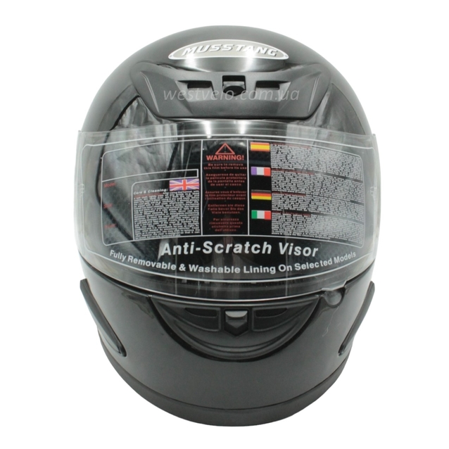 Мото шолом, закритий (XS) "Musstang" Інтеграл B-38, чорний глянцевий, Мустанг фото westvelo.com