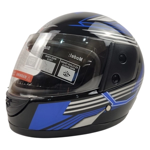 Мото шолом, закритий (L 59-60) BLD чорно-синій, глянець (825)