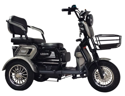 Трицикл Corso «LOGAN PRO» LN-641532, двигун 1200W, акумулятор 72V 28Ah графеновий, сірий + 1 ящик. акум, колеса 10"
