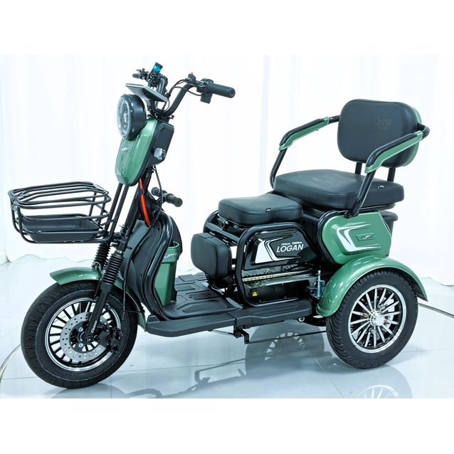 Трицикл Corso «LOGAN L» L-481275, двигун 1200W, акумулятор 72V 24Ah літій-марганець-залізно-фосфатний, зелений, колеса 10" фото westvelo.com